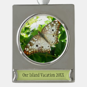 Butterfly on Jasmine Tropical Nature Photography Silver Plated Banner Ornament