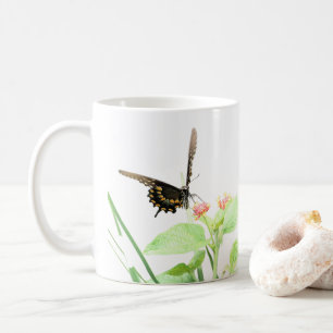 Butterfly on Lantana, on White Coffee Mug