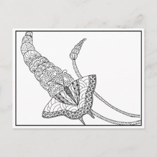 Butterfly on Liliac Postcards - Colour It In