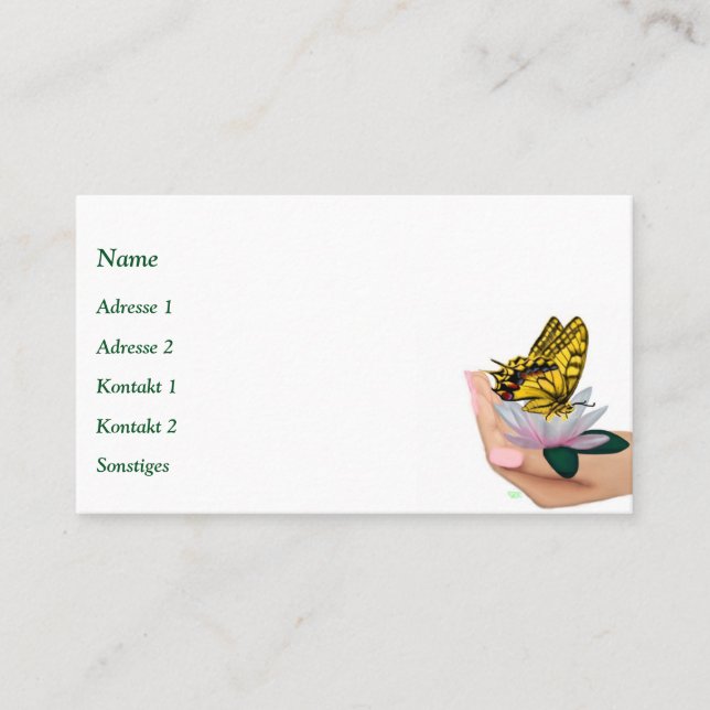 Butterfly on Lotus Bloom Business Card (Front)