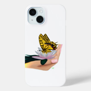 Butterfly on Lotus Bloom iPhone 15 Case