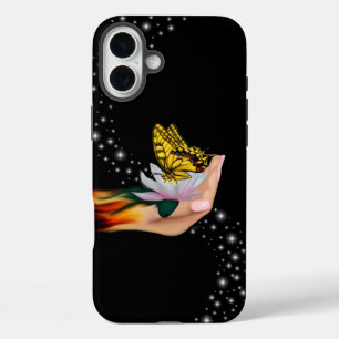 Butterfly on Lotus Bloom iPhone 16 Plus Case
