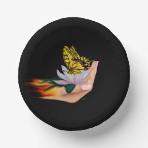 Butterfly on Lotus Bloom Paper Plate