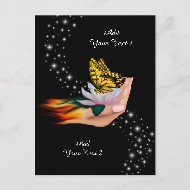 Butterfly on Lotus Bloom Postcard (Front)