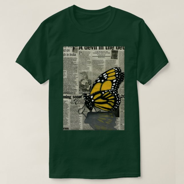 Butterfly on my Newspaper T-Shirt (Design Front)