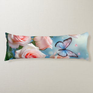 Butterfly On Pink Flower Body Cushion