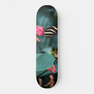 Butterfly on Pink Flower Photography Skateboard