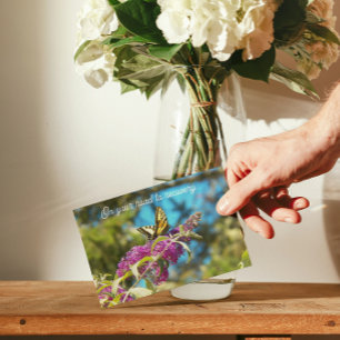 Butterfly on Pink Flowers Get Well Card