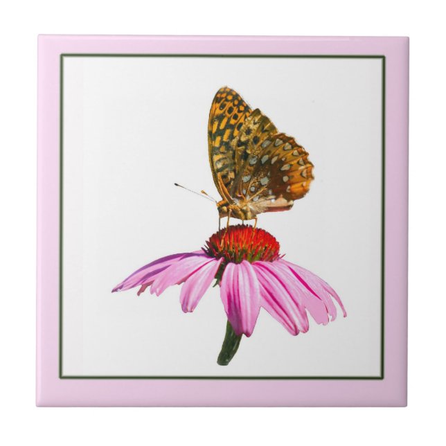 Butterfly On Purple Coneflower Tile (Front)