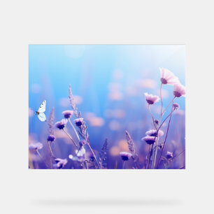 Butterfly on purple flowers  acrylic sign