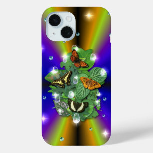 Butterfly on purple yellow Rainbow iPhone 15 Case