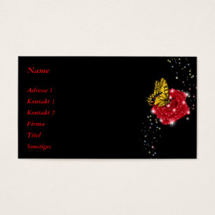 Butterfly on red Rose with Raindrops and Stars