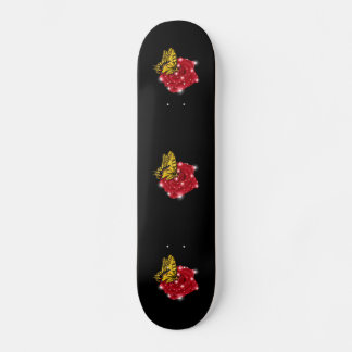 Butterfly on red Rose with Stars and Raindrops Skateboard