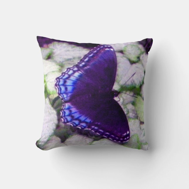 Butterfly on Silver Beacon Lamium Throw Pillow (Front)