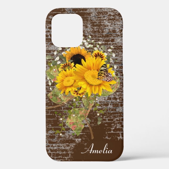 butterfly on sunflower bouquet Case-Mate iPhone case (Back)