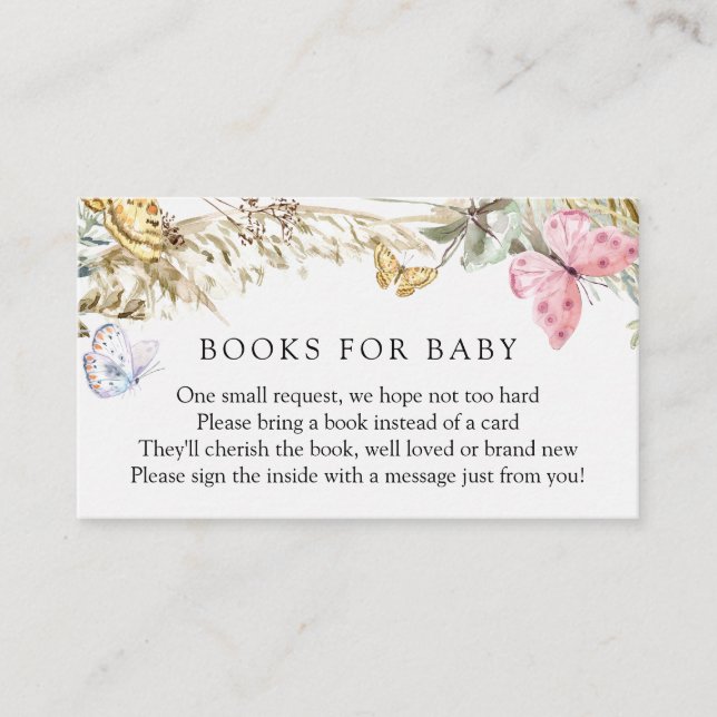 Butterfly on the Way Boho Books for Baby Enclosure Card (Front)