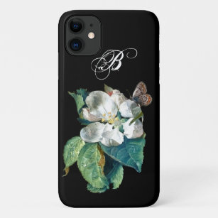 BUTTERFLY ON THE WHITE FLOWER , FLORAL MONOGRAM Case-Mate iPhone CASE