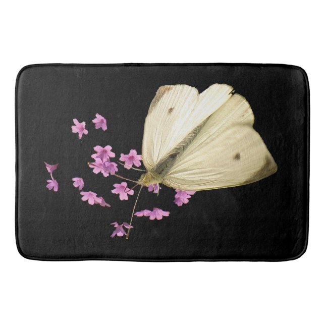 Butterfly on Verbena Flowers Bath Mats (Front)