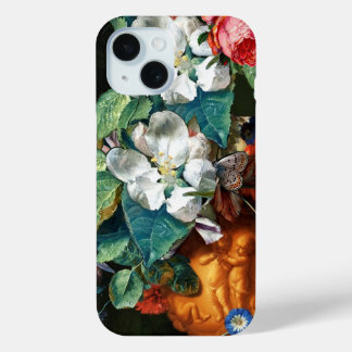 BUTTERFLY ON WHITE FLOWERS Floral iPhone 15 Case