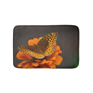 Butterfly On Zinnia Bath Mat
