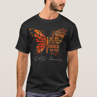 Butterfly Orange Ribbon ADHD Awareness  T-Shirt