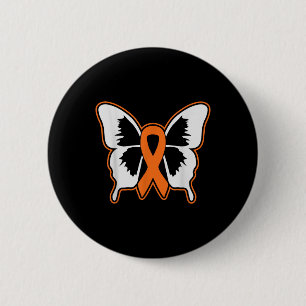 Butterfly Orange Ribbon Funny Leukaemia Awareness  6 Cm Round Badge
