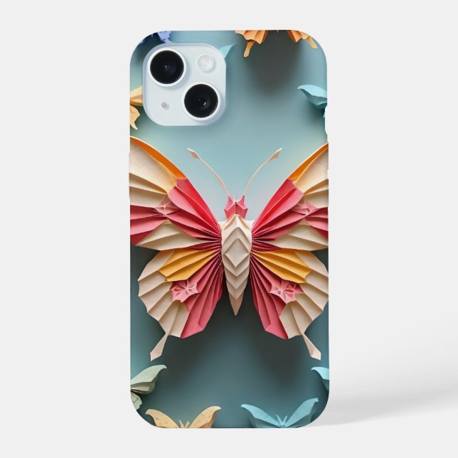 Butterfly Origami iPhone 15 Case (Back)