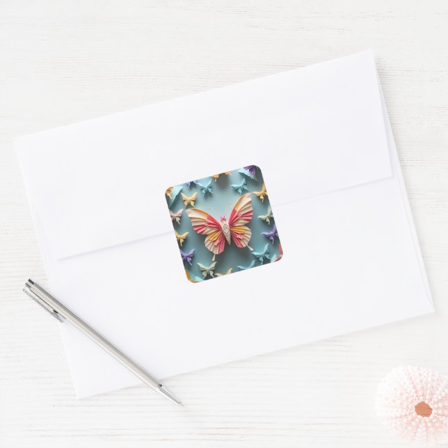 Butterfly Origami Square Sticker (Envelope)