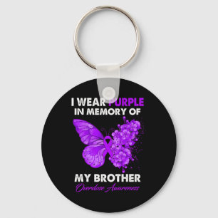 Butterfly Overdose Awareness I Wear Purple For My Key Ring