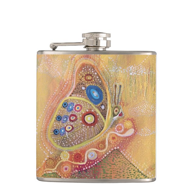 Butterfly painting Vinyl Wrapped Flask (Front)
