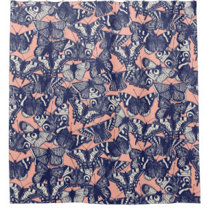 butterfly pale coral shower curtain
