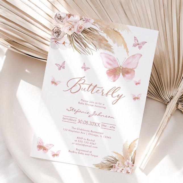 Butterfly Pampass Baby Shower Invitation (Creator Uploaded)