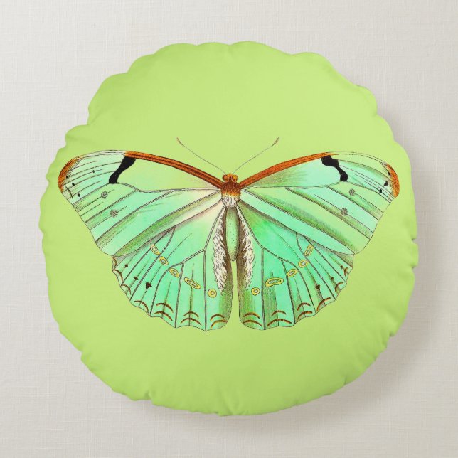 Butterfly Papillon Round Pillow (Front)