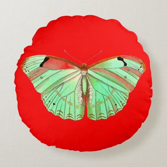 Butterfly Papillon Round Pillow (Front)