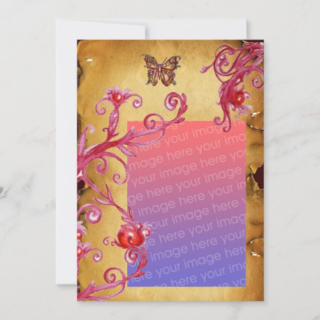 BUTTERFLY PARCHMENT Photo Template brown red (Front)