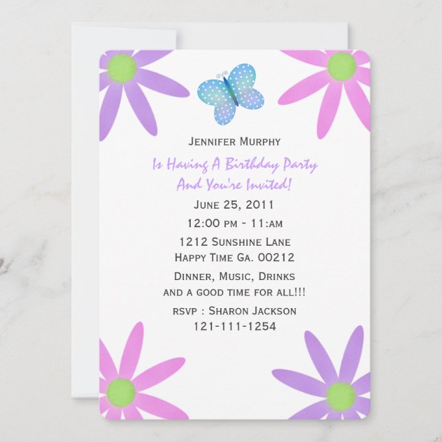 Butterfly Party Invitations (Front)