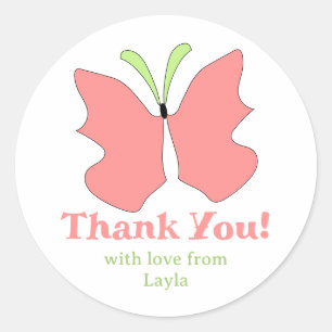 Butterfly Party Thankyou Classic Round Sticker
