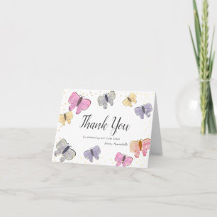 Butterfly Pastel Colour Baby Shower Thank You Card