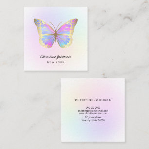 butterfly pastel colours logo square business card