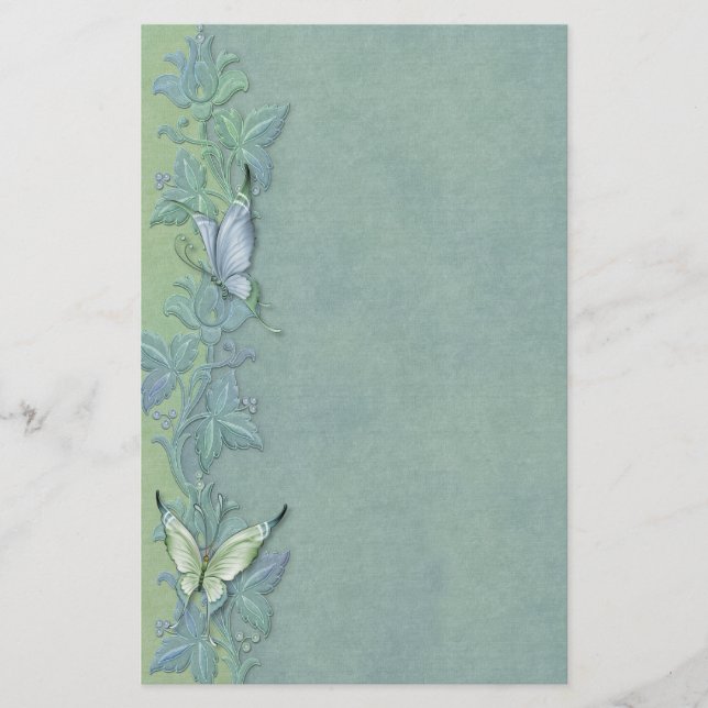 Butterfly Pastel Floral Stationery (Front)