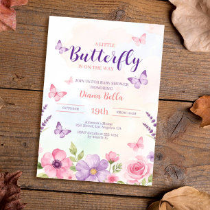 Butterfly Pastel Watercolor Baby Shower Invitation