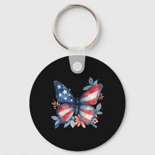 Butterfly Patriotic Peace Signs 4th Of July Us Fla Key Ring