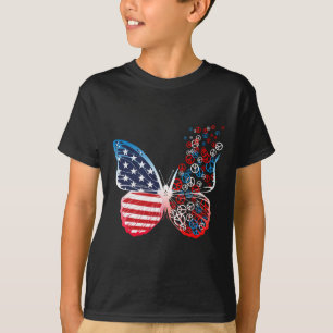 Butterfly Patriotic Peace Signs 4th Of July Us Fla T-Shirt
