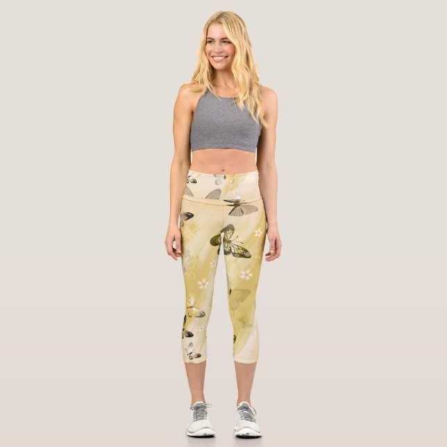 Butterfly Pattern 10 Capri Leggings (Front)
