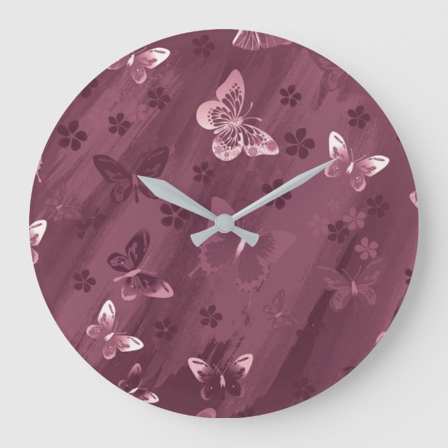 Butterfly Pattern 16 Large Clock (Front)