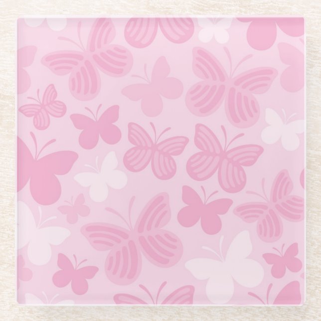 Butterfly pattern 2 glass coaster (Front)