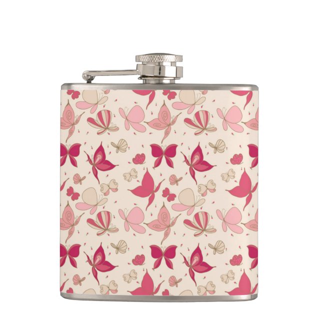 butterfly pattern 2 hip flask (Front)