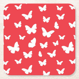 Butterfly pattern 2 square paper coaster