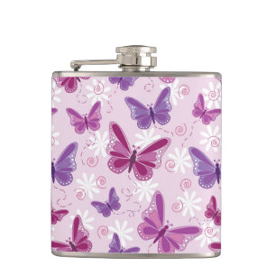 butterfly pattern 3 hip flask
