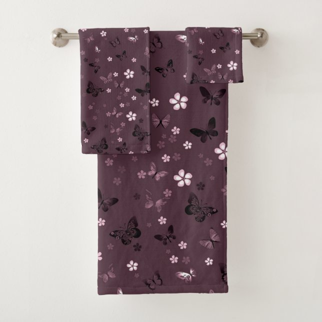 Butterfly Pattern 5 Bath Towel Set (Insitu)
